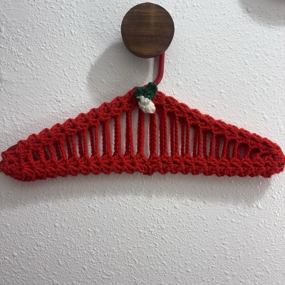 Crocheted Granny Cottage Core Christmas Hanger Red & Green